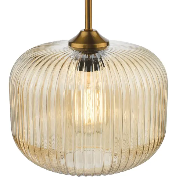 Demarius Natural Brass and Amber Glass Pendant